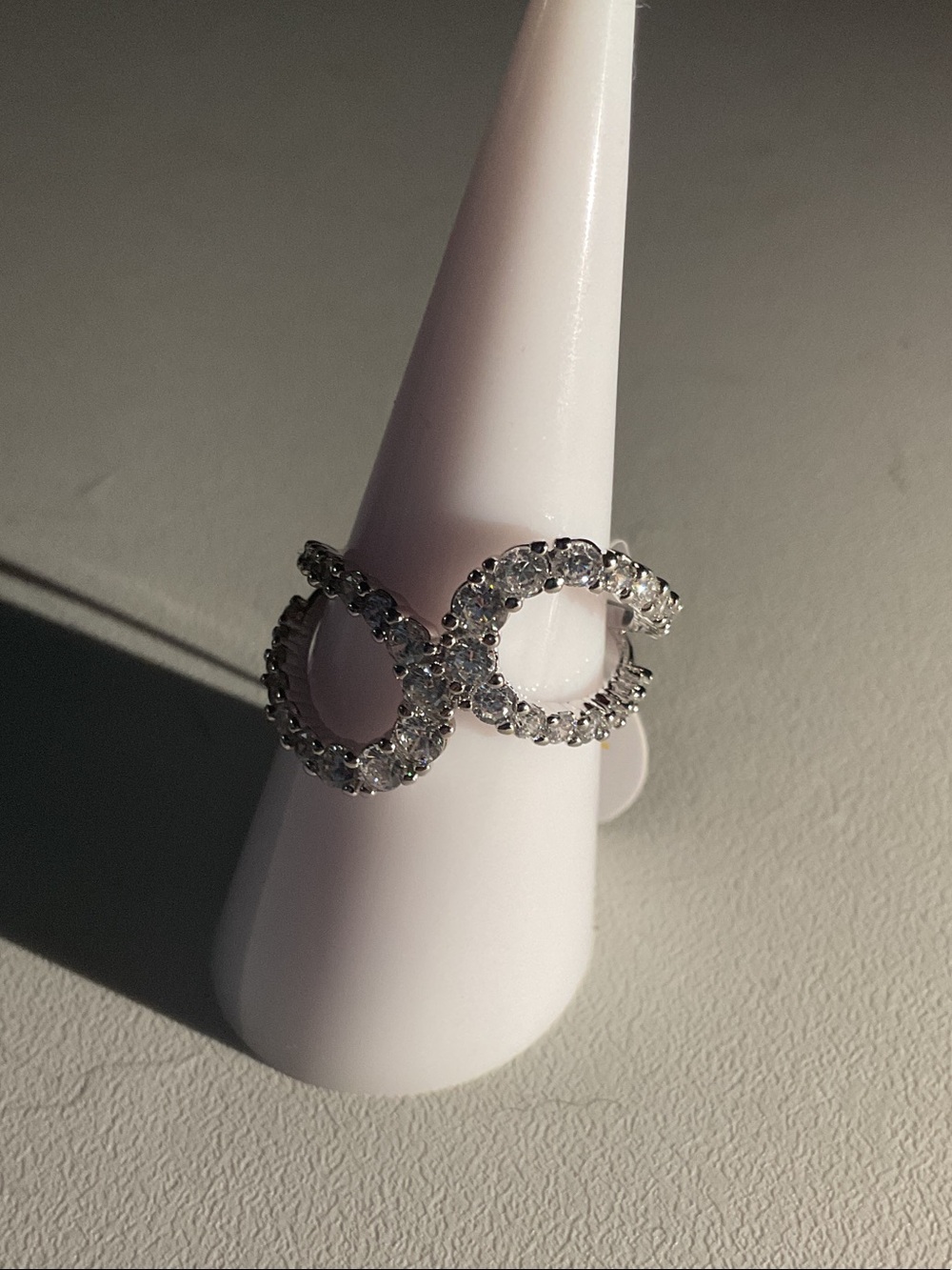 bp Silver-Tone Pave Crystal Interlocking Ring
